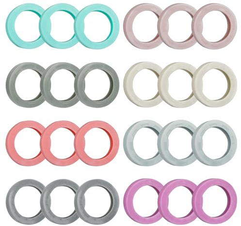 Uniclife 24 Pcs Key Caps, 0.9 Round Key Covers Caps, Soft Stretchy Key Identifiers for Small Regular House Keys (Not Suitable for Square or Odd-Shaped Keys), 8 Colors