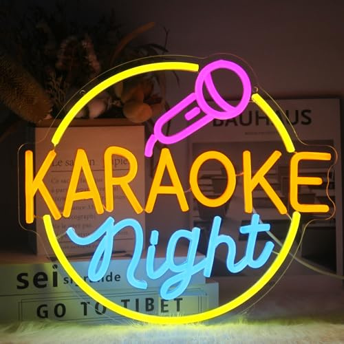 Karaoke Night Neon Schild Dimmbar LED Musik Leuchtschild für Bar Wand Deko