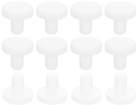 sourcing map 35Pcs Silicone Hole Plug 5mm, White High Temp T Type Rubber Stoppers for 4.3-5.05mm Hole, Solid Waterproof Button Hole End Covers for Powder Coating, Sealing Plugs, Pipe Holes