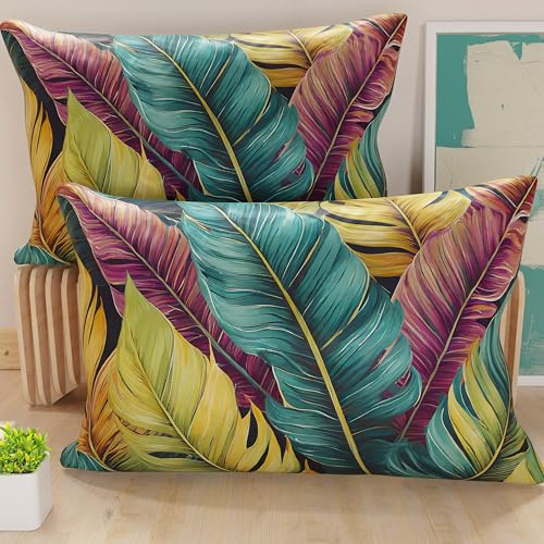 PETTI Artigiani Italiani - Paar Kissenbezüge 50 x 70 cm aus Mikrofaser, Dekokissen für Schlafzimmer, Sofa, Wohnzimmer, Set mit 2 Kissenbezügen, Blumenmuster 199, 100% Made in Italy