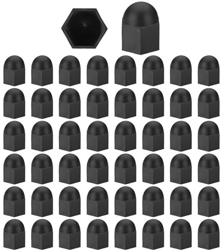 PATIKIL 50 Pcs Hex Nut Cover, M20x30x37mm Nylon Screws Bolt Covers Caps Dome Acorn Hex Head Bolt Protection Cap for Screws Nut, Black