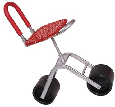 Generisch Gartenarbeitshocker Mit Klappbarer Rückenlehne, Rollender Gartenhelfersitz, Höhenverstellbar 36–48 cm, for Den Rasen Im Haus, Auf Der Terrasse(Red)