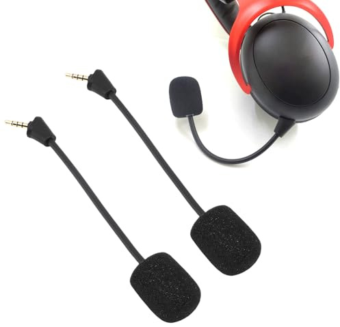 Plyisty 2 Stück Ersatzmikrofon für Cloud II Wireless Gaming-Kopfhörer, Abnehmbarer 3,5-mm-Mikrofonarm, Geräuschunterdrückung, mit Schaumstoffüberzug