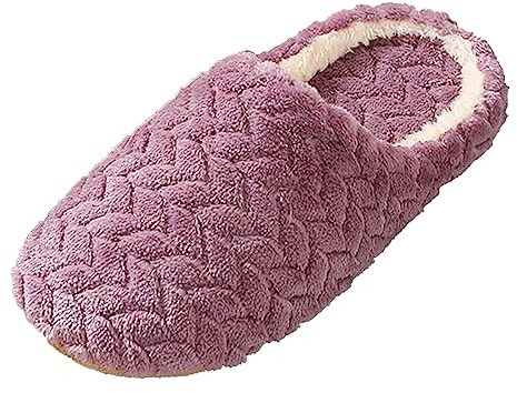 Generisch Par de Modelos Jacquard Japonés Suave Suelo Mudo Terciopelo Pantuflas No Deslizamiento Piso de Madera Interior Algodón Zapatillas, morado, 39 EU