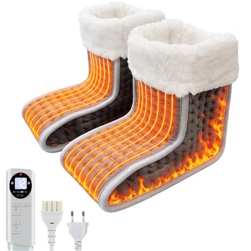 Scaldapiedi elettrico in pelliccia di agnello con 12 livelli di temperatura e 6 timer, scaldapiedi elettrico per piedi, spegnimento automatico per camera da letto, ufficio