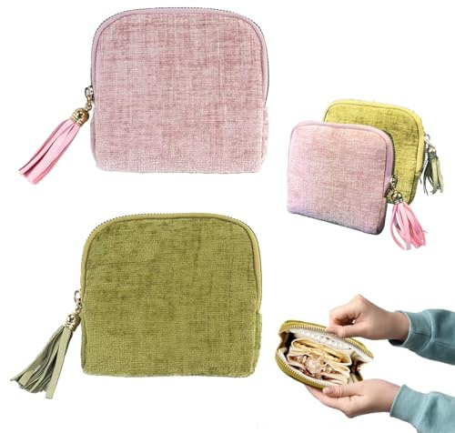 LIUQOBN 2 Pcs Small Travel Jewellery Box Velvet Zipped Pouch for Jewellery Storage Necklaces Bracelets Rings Ideal for Business Travel Weekend Cruise