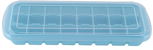 Bac à glaçons en silicone avec couvercle 24 grilles Petits cubes Moule à glace Dégagement facile Réutilisable Sans BPA Pour la maison Cuisine Fêtes Plastique silicone 10,0x25,0 (Bleue)