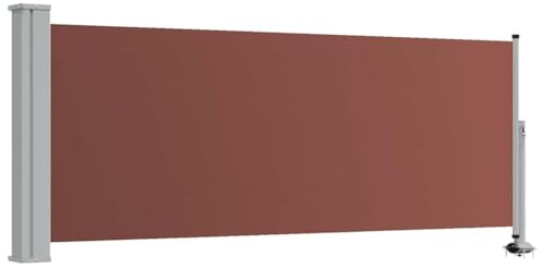 Xhnifbn Toldo lateral 100 × 300 cm marrón, poliéster UV, auto retirable, acero, balcón, terraza, jardín