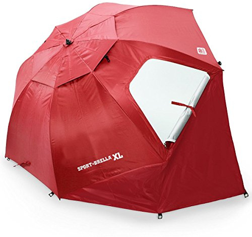 Sport-Brella Umbrella Sonnenschirm für Strand und Garten, Robust, Schutz vor Sonne, Regen und Wind, Mit Tragetasche, Dunkelrot, XL