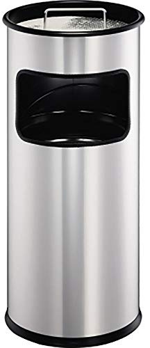 Durable 333023 Papierkorb Metall mit Ascher, entnehmbarer Inneneimer und Ascher, rund, silber