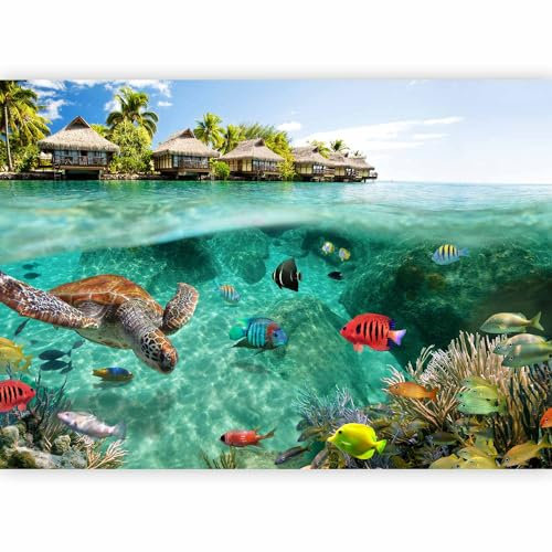 Fotomurale - Carta da parati 300x210 cm TNT Murale alla moda Decorazione da Muro XXL Poster Gigante Design Cameretta Carta per Pareti Soggiorno natura mare pesce paradiso tropischen isola c-A-0027-a-a