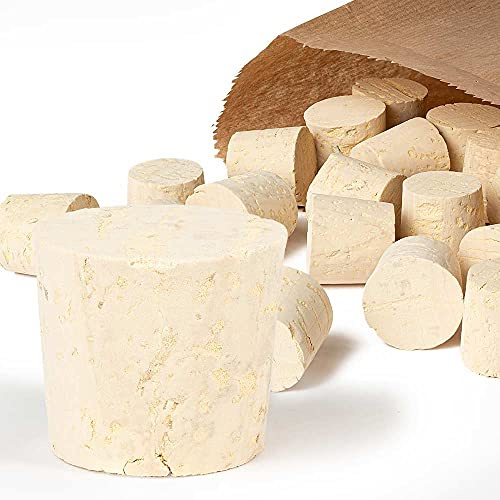 Tuuters Natur-Korken Spitzkorken 25 Stück (25 x Ø 30/26mm) zum Verschließen | Korken für Reagenzgläser, Flaschen, Bastelkorken, Deko, Laborkorken, Medizinkorken, konisch, 2,5cm hoch, Ø 3,0/2,6cm