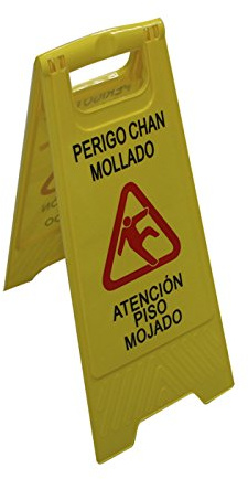 Cartello pieghevole in plastica Attenzione pavimento bagnato