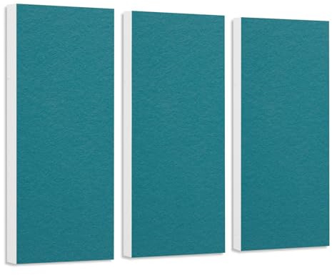 platino24 Schallabsorber COLORE aus Basotect G+ I 3 Stück I 82,5 x 27,5 x 5 cm I Stilvolle Wand-Paneele in Petrol I Akustikpaneele mit Akustikfilz zur Schalldämmung in Büro, Studio & Wohnung