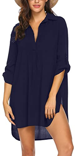 UNibelle Vestido de Playa Mujer Verano Swimwear Cover Up Suelto Cuello en V Bikini Cover up, S-XXXL