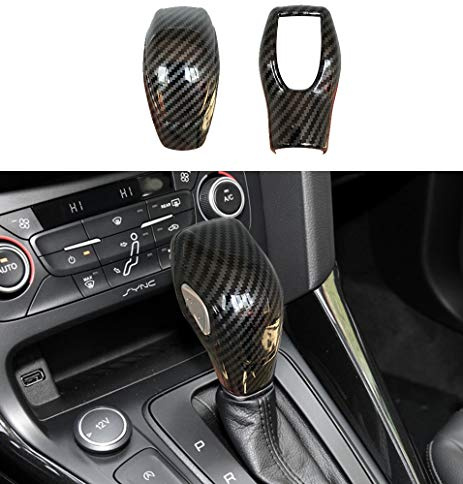 ruihe Car Gear Shift Knob Cover Carbon Fiber Color Sticker Trim Fit for Ford Focus Fiesta Fusion Escape C-Max Transit-150 Transit-250 Transit-350 Transit Connect