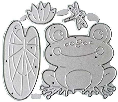 WuLi77 Frosch Lotus Teich Stanzschablone Die Stanzen Cutting Dies, Metall Prägeschablone Zum Basteln Von Karten Für Scrapbooking