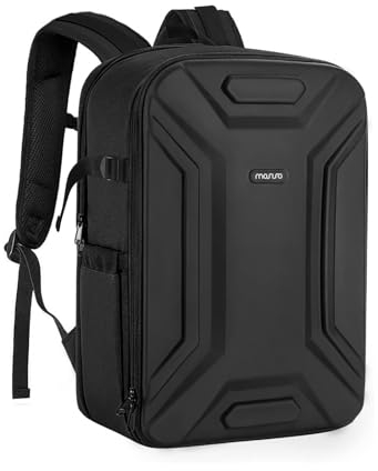 MOSISO Zaino Fotografico,Borsa Fotocamera DSLR/SLR/Mirrorless Waterproof Guscio Hard Geometric Simmetrico con Tripod Holder&Scomparto Laptop 15-16 Pollici Compatibile con Canon/Nikon,Nero