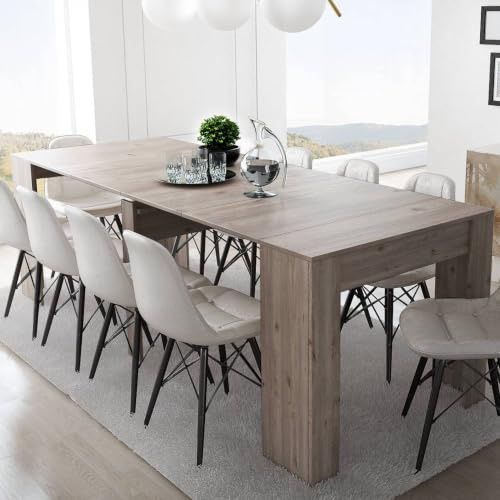 Dmora Consolle Allungabile Alberique 51x90x78h cm Marrone Rovere 10 Posti Allungabile, Meccanismo Estensione Allunghe Centrali