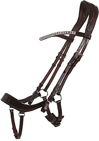 ARBO-INOX Trense Leder Anatomisch Geformt mit Lackdetails Zügel (COB, BRAUN)