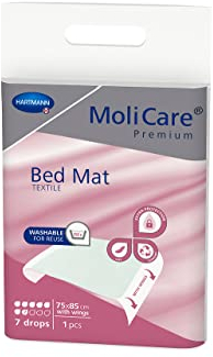 MoliCare® Premium Bed Mat Textile; Empapador Textil Reutilizable; Lavable; Sostenible; Incontinencia; Apto para Adultos, Niños y Bebés; 75 x 85 cm; con Alas; 7 Gotas; 1 Unidad