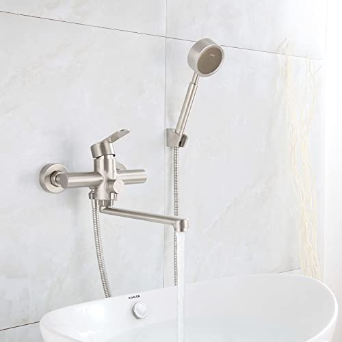 HomeLava Badewannenarmatur Wasserhahn Badewanne Armatur mit Handbrause Duschsysteme Duscharmatur Einhebel-Wannenarmatur Badarmatur Einhandmischer mit 23cm Auslauf für Bad Dusche