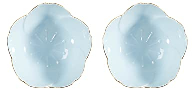 2 Piezas Mini Cuencos Postre, Mini Cuencos para Salsa Flores, Cuencos para Servir Bocadillos, Cuencos Cerámica, para Empezar, Salsa Tomate, Soja, Sushi, Salsa Soja, Vinagre (Azul)