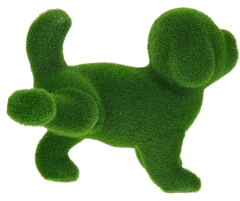 YARNOW Garten Hund Figur Beflockt 9.84X7.68X6.22In Realistische Welpen Skulptur Grün Deko Ornament Für Innenhof Wohnzimmer Veranda Und Kindergarten
