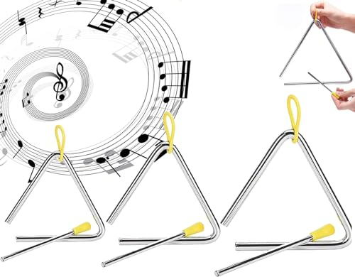 Bztzhm 3 Stück Triangel Instrumenten Set, Triangle Percussion Instrument, Dreieck Musikinstrument, Dreieck Instrument, Triangle Instrument, Triangel Musikinstrumente, für Musikalische Früherziehung