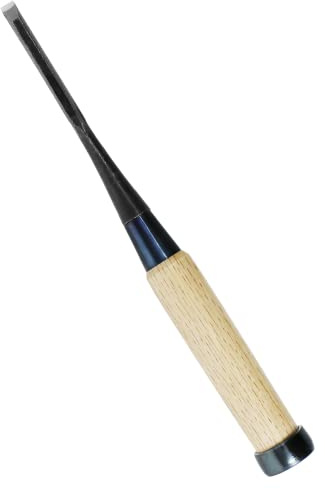 KAKURI Japanischer Einsteckmeißel für Holzbearbeitung, 6 mm, hergestellt in Japan, Holzmeißel Oire Nomi, rasiermesserscharfe japanische Hartstahlklinge, weißer Eichenholzgriff