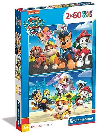 Clementoni - 21623 - Supercolor Pussel Paw Patrol - 2x60 Bitar, 4-6 år, Pussel för barn