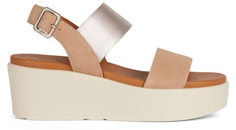 Geox Sandalo da donna D Xand 2.2s A Wedge, Dk Skin Champagne, 41 EU