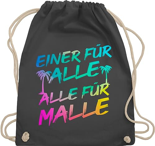 Shirtracer Turnbeutel Rucksack - Urlaub Beutel - Einer für alle Alle für Malle I Mallorca Party I Malle für alle - Unisize - Dunkelgrau - vacation reise beuteltasche sprüche beuteltaschen mottoparty