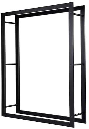 Loywe Kaminholzregal Metall Brennholzregal Feuerholzregal Kaminholzständer für Innen und Außen Schwarz (120 x 25 x 160 CM)