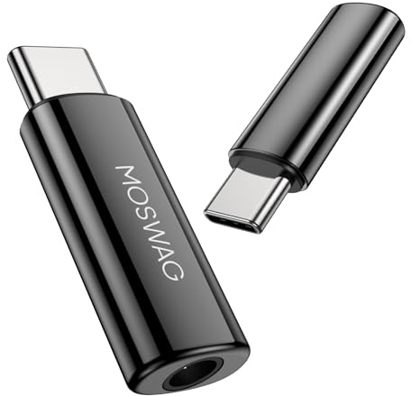 MOSWAG USB Typ C auf 3.5mm Kopfhörer Jack Aux Audio Adapter 2er-Pack | USB C auf 3,5mm Adapter für iPhone 16 Pro Max/16 Pro/16 Plus/16/15 Pro/15, Samsung Galaxy S24 S23 S22 S21 S20 und mehr