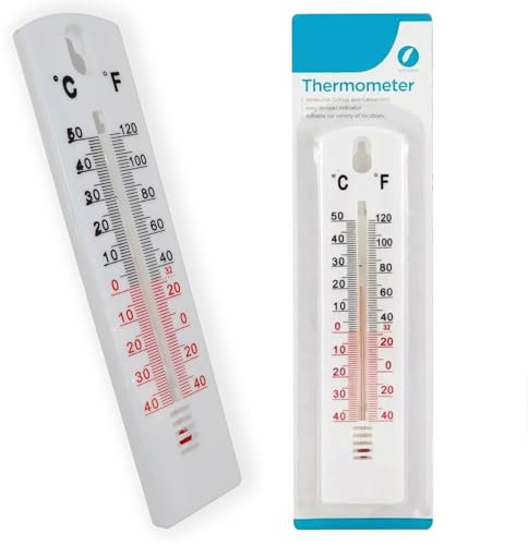 Indoor and Outdoor Thermometer - Measures Celsius and Fahrenheit, Reliable Measurements and Easy to Install, Home, Garden, Greenhouse Thermometer, Lightweight and Easy to Read (1)
