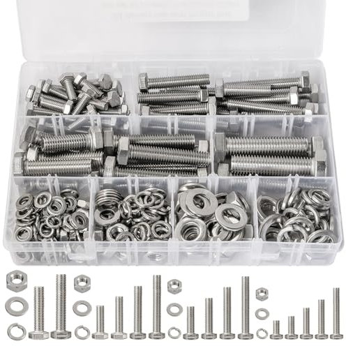 CYLBAQ 232PCS M6 M8 M10 M12 Nut and Bolt Sets, Stainless Steel Hex Head Bolts Nuts and Washers Set Kit Hexagon Machine Screws, Outer Corner Hexagonal Screw Bolt Assortment Kit