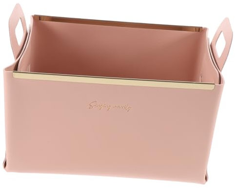 AOKWAWALIY Faltbare Lederaufbewahrungsbox Für Schreibtisch Eleganter Sundries Organizer Mit Glatter Oberfläche Für Schlüssel Schmuck Und Für Zuhause Und Büro Rosa
