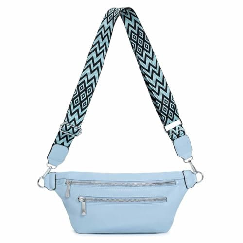 OBC Damen Brusttasche Tasche Crossbody Gürteltasche Umhängetasche Hüfttasche Cross-Over Bodybag Blau