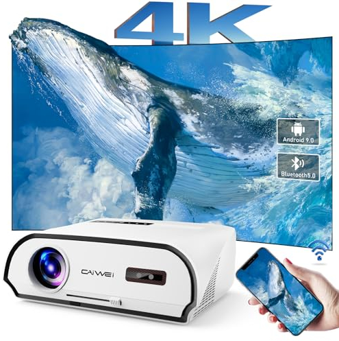Smart Beamer mit Android TV 1800 ANSI LED Beamer 4K Tageslicht Tauglich mit Netflix Bluetooth WiFi6 300 Zoll Bild Sound by DSP Heimkino Full HD Video Projector für Innenbereich, Helle Räume