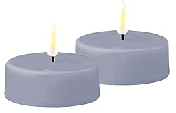 Candela LED Deluxe Homeart, candela LED per interni con fiamma realistica su uno specchio in vera cera, luce bianca calda – Dust Blue Grande Tealight