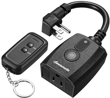 DEWENWILS Outdoor Remote Control Outlet, 125V 15A Wireless Remote Control Switch, 1 Remote 1 Outlet with SJTW Power Cord 100FT Control Range, Weatherproof
