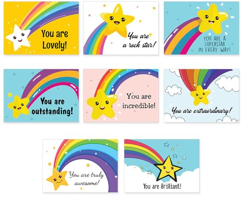 Papa Prints Pack of 48 Motivational Postcards for Kids Well Done Postcards Pack (105 x 149 mm) You are Amazing Card You are Awesome Positive Affirmation Cards for Kids
