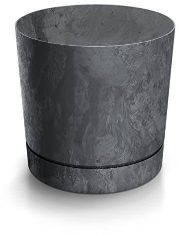 DIKEL Blumentopf Ø 20 cm, Höhe 19 cm | Übertopf in Betonoptik aus langlebigem Kunststoff, witterungs- und UV-beständig | Blumentöpfe für stilvolle Garten- und Raumgestaltung | Beton Grau