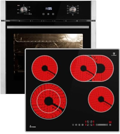 KKT KOLBE | Cuisinière | 60cm Four encastrable EB8010ED | 59cm Plaque Eletrique CH5901AL | Gril | Circulation de l'air | Air chaud | Tiroirs télescopiques | Timer automatique | SET8010CH59AL