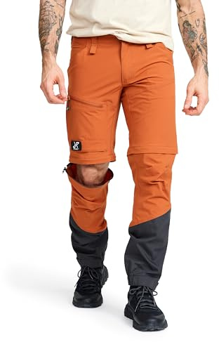 RevolutionRace Range Pro Stretch T Zip-Off Pants für Herren, Wandelbare Wanderhosen für Outdoor-Aktivitäten, Teracotta Brown/Anthracite, XXL