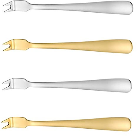 OFFSCH 1set Forchette Per Inossidabile Ergonomiche e Antiruggine Per Bbq e Picnic Dorati Utensili Essenziali
