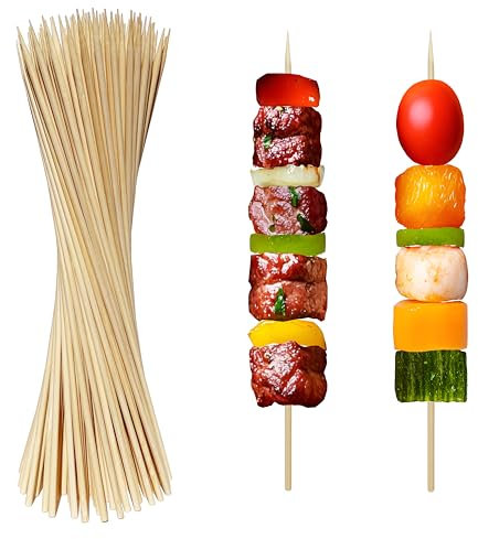 XMZY Natürliche Bambusspieße, 20,3 cm, Holzspieße, Bambusstäbe, Kabob-Spieße zum Grillen, Obst, BBQ, Shish, Yakitori. Weitere Größen zur Auswahl, 25,4 cm / 30,5 cm, 100 Stück (20,3 cm x Φ3 mm)