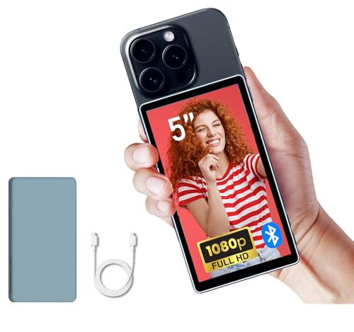 Shimbol CP5 Lite 5 1080P Selfie Monitor Screen for iPhone Andriod Cellphone, Phone Vlog Back Rear Camera Mirror, 50M RangeOne Click Connection, with Magnetic Gray Case