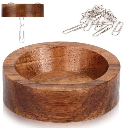 WANGDEFA 6.5*2cm Klammernspender Mit Magnet Büroklammernspender Magnetisch Büroklammern Spender Holz Magnetischer Halter für Büroklammern Büroklammer Behälter für Bürobedarf（Keine Büroklammern）